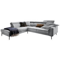ECKSOFA  in Velours Grau  236/262 cm  - Schwarz/Grau, Design, Textil/Metall (236/262cm) - Hom`in