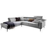 ECKSOFA  in Velours Grau  236/262 cm  - Schwarz/Grau, Design, Textil/Metall (236/262cm) - Hom`in