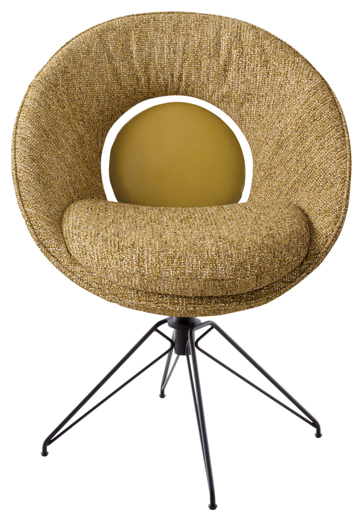 STUHL  Typenauswahl, Sitzfläche 360° drehbar, Gestellauswahl, Stoff-/Lederauswahl Chenille, Flachgewebe  Senfgelb  - Beige/Senfgelb, Design, Leder/Textil (67cm) - Koinor
