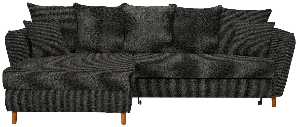 HÖRNSOFFA i chenille antracit  - antracit/ekfärgad, Klassisk, trä/textil (284/162cm) - MID.YOU