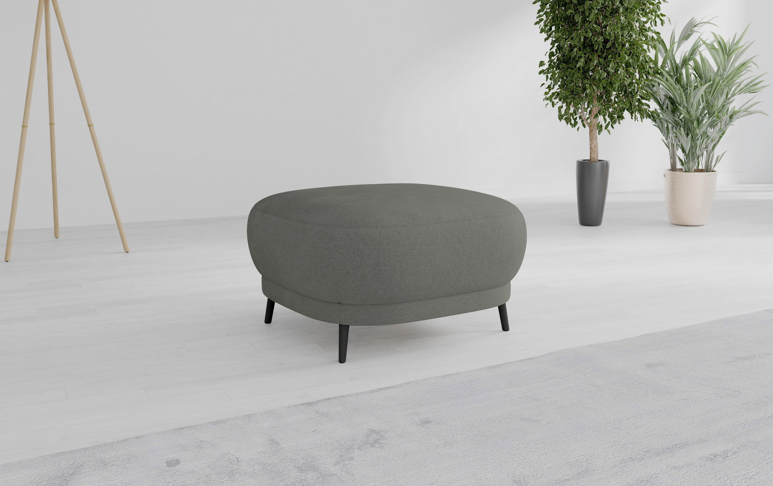 HOCKER in Textil Schlammfarben  - Schlammfarben/Schwarz, MODERN, Textil/Metall (90/49/90cm) - Sit & More