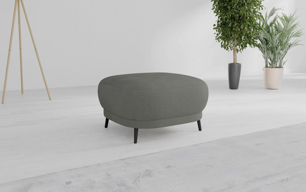 HOCKER in Textil Schlammfarben  - Schlammfarben/Schwarz, MODERN, Textil/Metall (90/49/90cm) - Sit & More