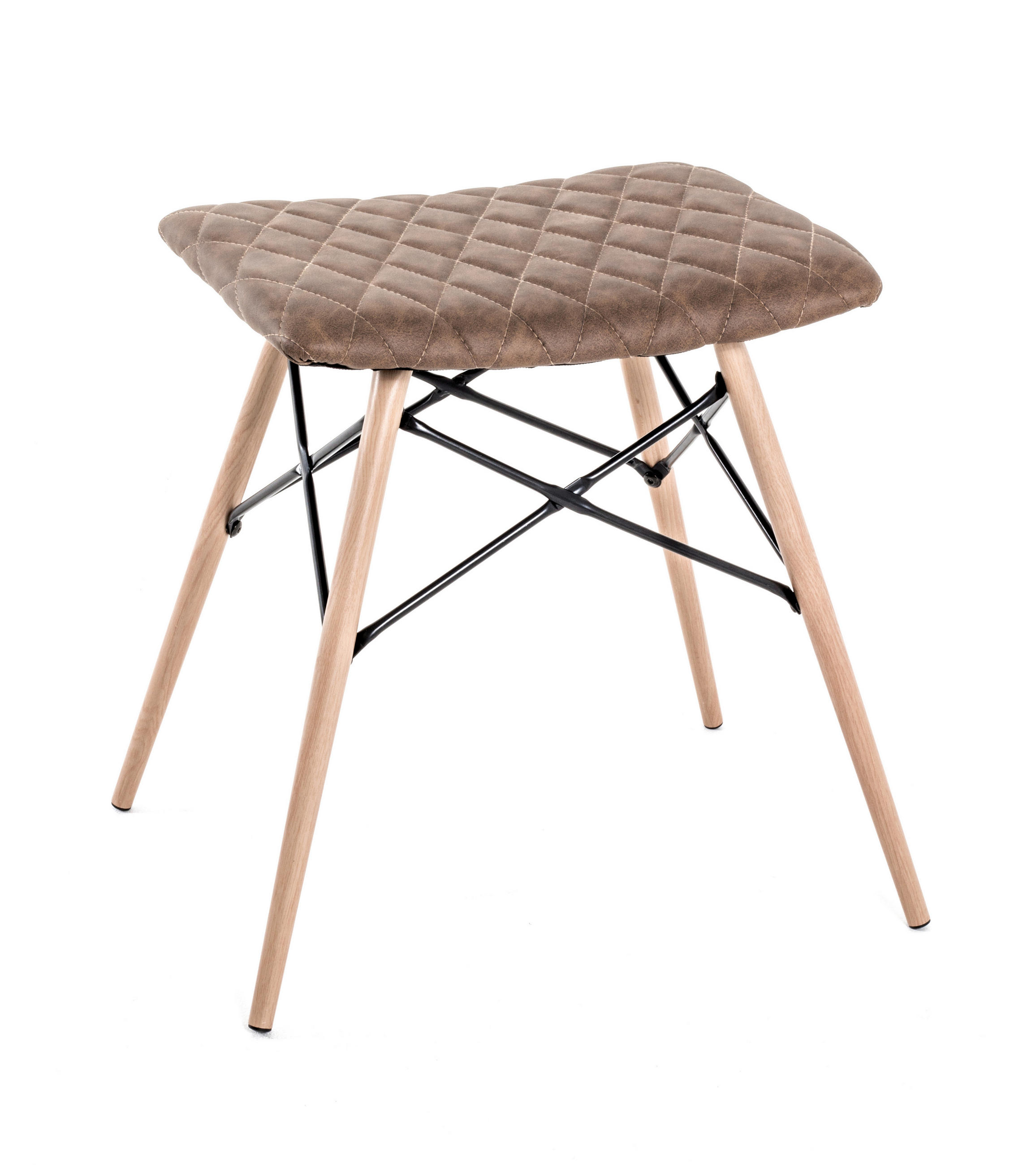 HOCKER Lederlook Braun, Schwarz, Buchefarben  - Buchefarben/Schwarz, Basics, Textil/Metall (48/47/40cm)