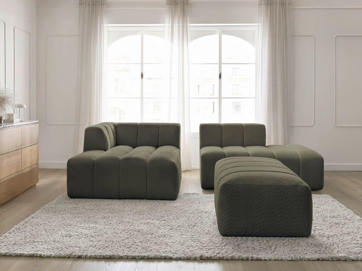 ECKSOFA  ANNECY Grün Bouclé  - Schwarz/Grün, MODERN, Kunststoff/Textil (170/262cm)