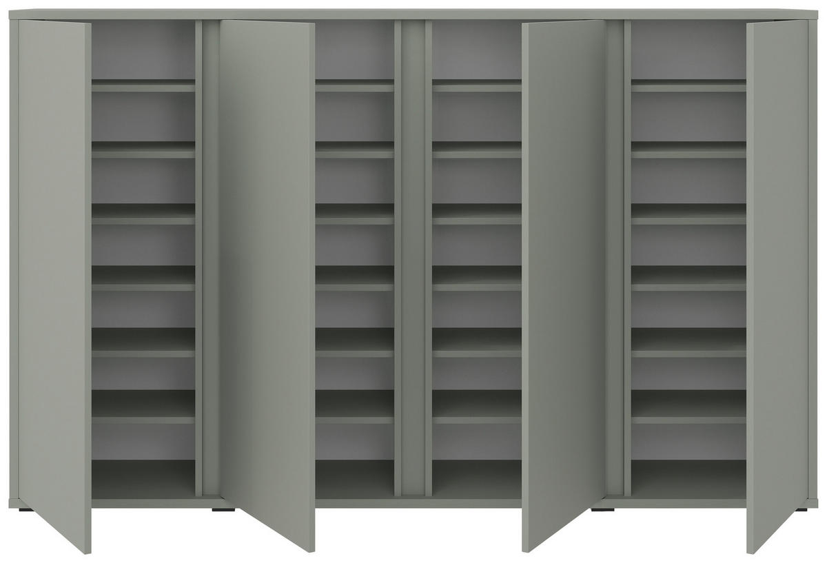 SCHUHSCHRANK Grün  - Grau/Grün, Design, Holzwerkstoff/Kunststoff (192,7/120/33,8cm) - Xora