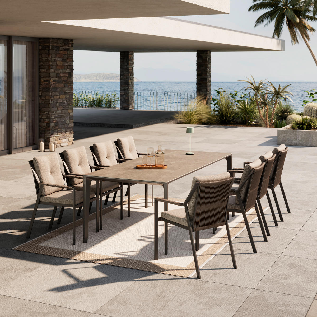 GARTENTISCH Metall, Stein Anthrazit rechteckig  - Anthrazit, Design, Stein/Metall (220/100/73,5cm) - Dieter Knoll