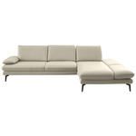 ECKSOFA in Echtleder Ecru  - Ecru/Schwarz, Design, Leder/Metall (308/195cm) - Dieter Knoll