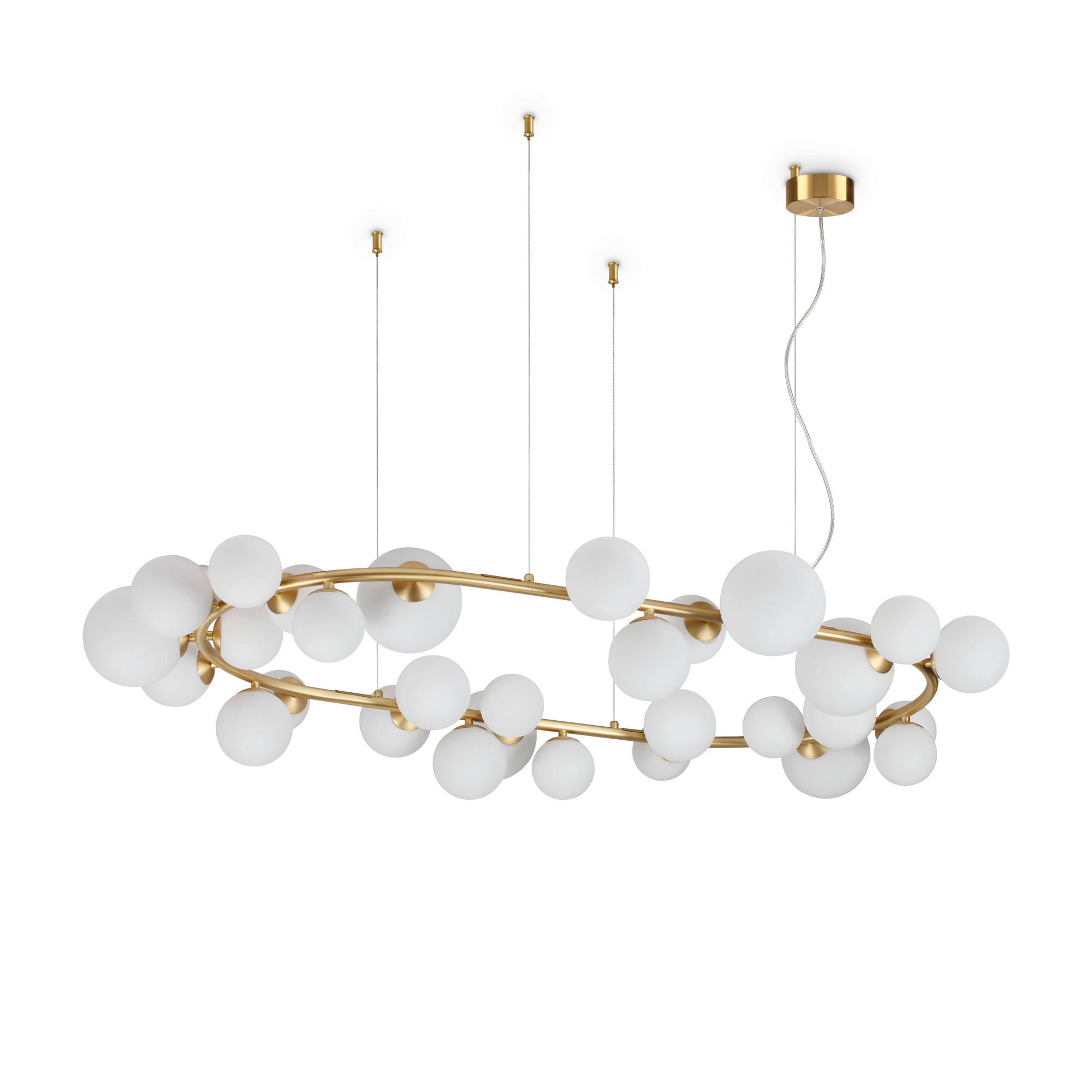 HÄNGELEUCHTE 143/40/216,5 cm  - Messingfarben/Weiß, Design, Glas/Metall (143/40/216,5cm) - Ideal Lux