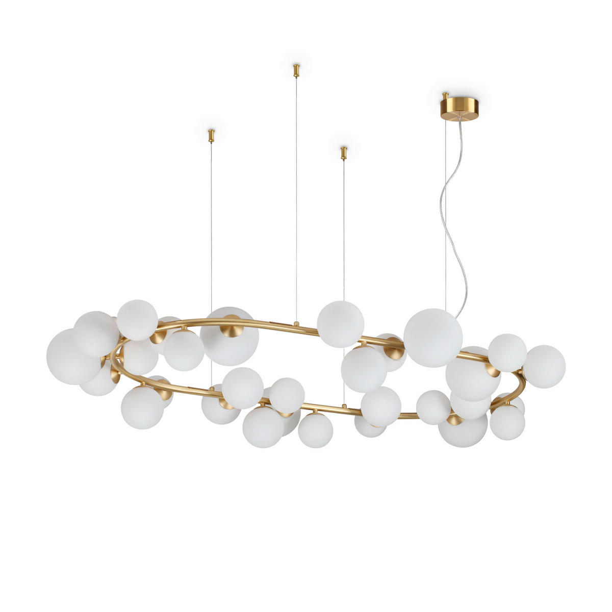 HÄNGELEUCHTE 143/40/216,5 cm  - Messingfarben/Weiß, Design, Glas/Metall (143/40/216,5cm) - Ideal Lux