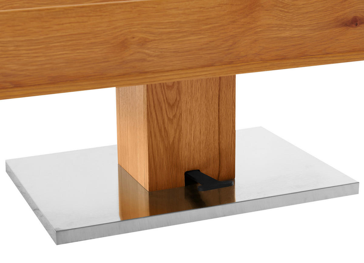 COUCHTISCH Eiche furniert 110/46,5/65 cm rechteckig Schwarz, Eichefarben, Edelstahlfarben  - Edelstahlfarben/Eichefarben, Design, Holz/Holzwerkstoff (110/46,5/65cm) - Livetastic