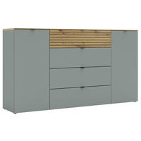 SIDEBOARD 181/99/41 cm  in Grün, Eiche Artisan  - Schwarz/Eiche Artisan, Modern, Holzwerkstoff/Metall (181/99/41cm) - Voleo