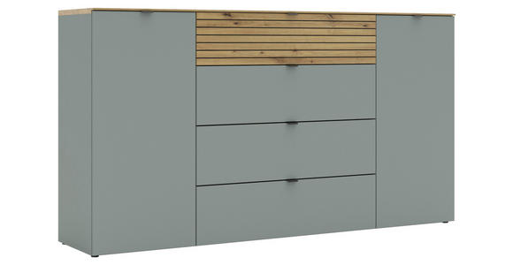 SIDEBOARD Grün, Eiche Artisan Einlegeböden  - Schwarz/Eiche Artisan, MODERN, Holzwerkstoff/Metall (181/99/41cm) - Voleo