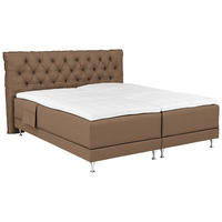 BOXSPRINGBETT 160/200 cm,  in Hellbraun, Matratze, Topper, motorische Verstellbarkeit, Fernbedienung, H3 + H4 = fest + sehr fest  - Blau/Hellbraun, Basics, Holzwerkstoff/Textil (160/200cm) - Welnova