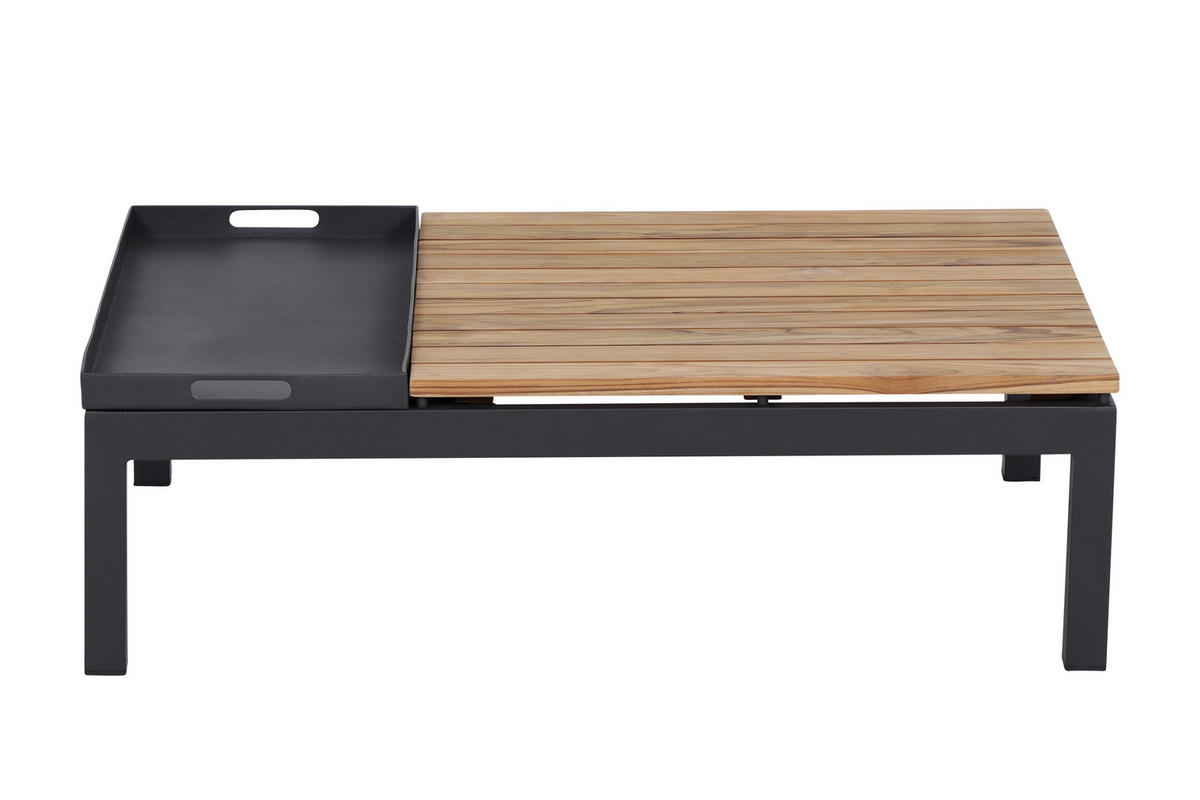 LOUNGEGARNITUR 15-teilig   252/84/252 cm Teakholz massiv Aluminium  - Anthrazit/Grau, KONVENTIONELL, Holz/Textil (252/84/252cm) - Siena Garden