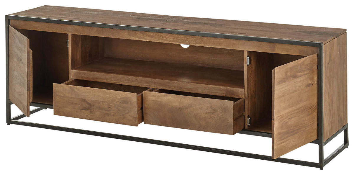 TV-BÄNK  i 188/61/40 cm  - valnötsfärgad/svart, Lifestyle, metall/trä (188/61/40cm) - MID.YOU