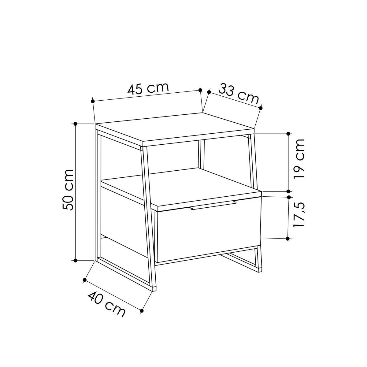 ODKLÁDACÍ STOLEK, bílá, kompozitní dřevo, 45/50/41 cm - bílá/černá, Design, kov/kompozitní dřevo (45/50/41cm) - Livetastic