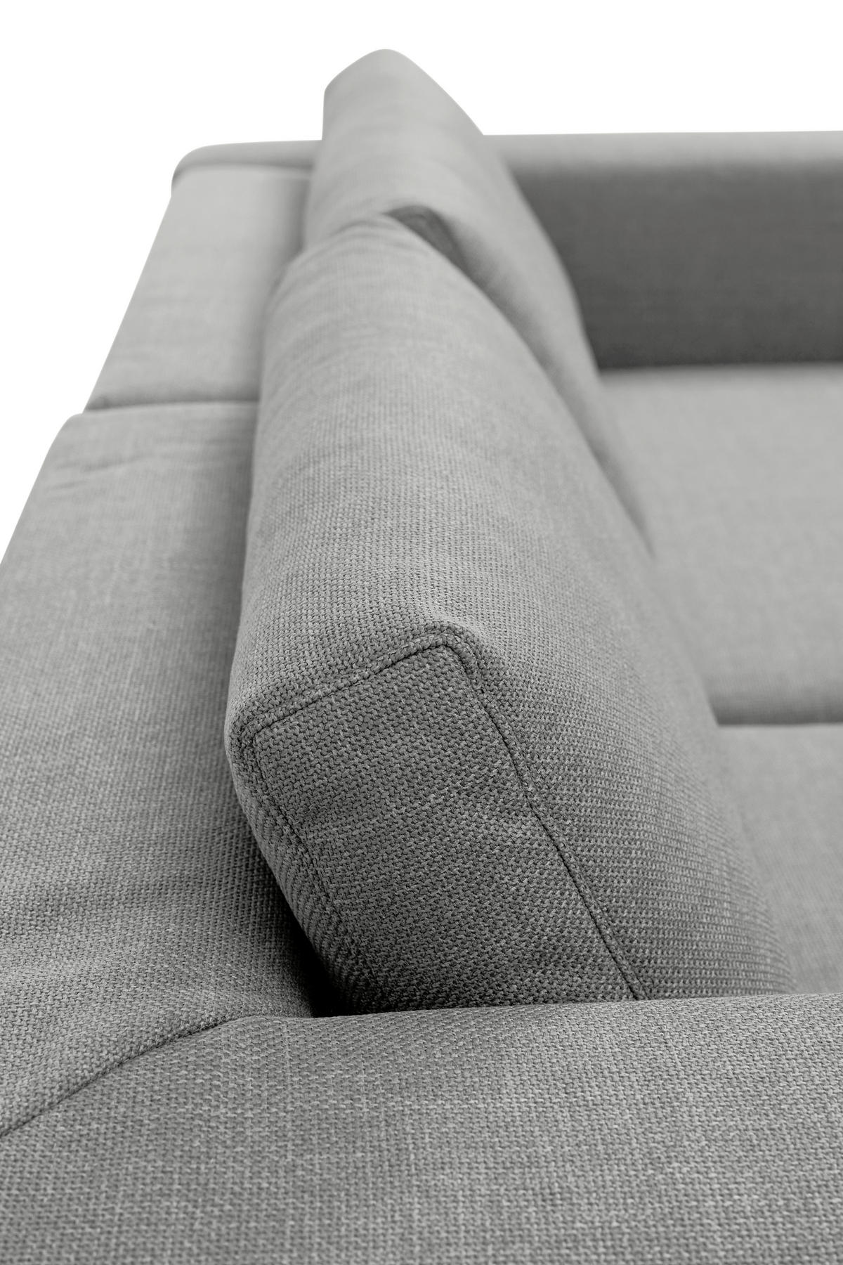 ECKSOFA inkl. Funktion Heaven Grau Flachgewebe  - Chromfarben/Grau, KONVENTIONELL, Textil/Metall (162/242cm) - Tom Tailor