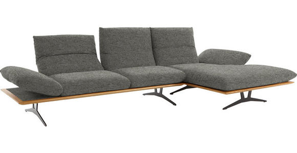 ECKSOFA in Flachgewebe Grau  - Schwarz/Grau, Design, Holz/Textil (314/159cm) - Dieter Knoll