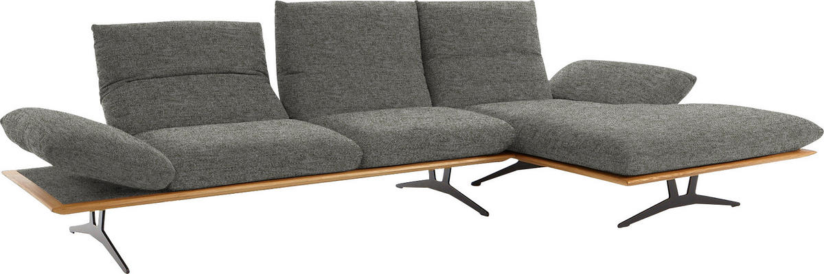 ECKSOFA in Flachgewebe Grau  314/159 cm  - Schwarz/Grau, Design, Holz/Textil (314/159cm) - Dieter Knoll