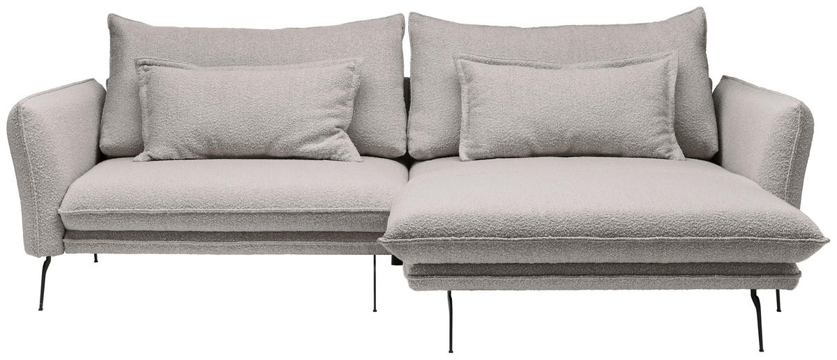 ECKSOFA Hellbraun Bouclé  - Hellbraun/Schwarz, Design, Textil/Metall (277/182cm) - Stylife