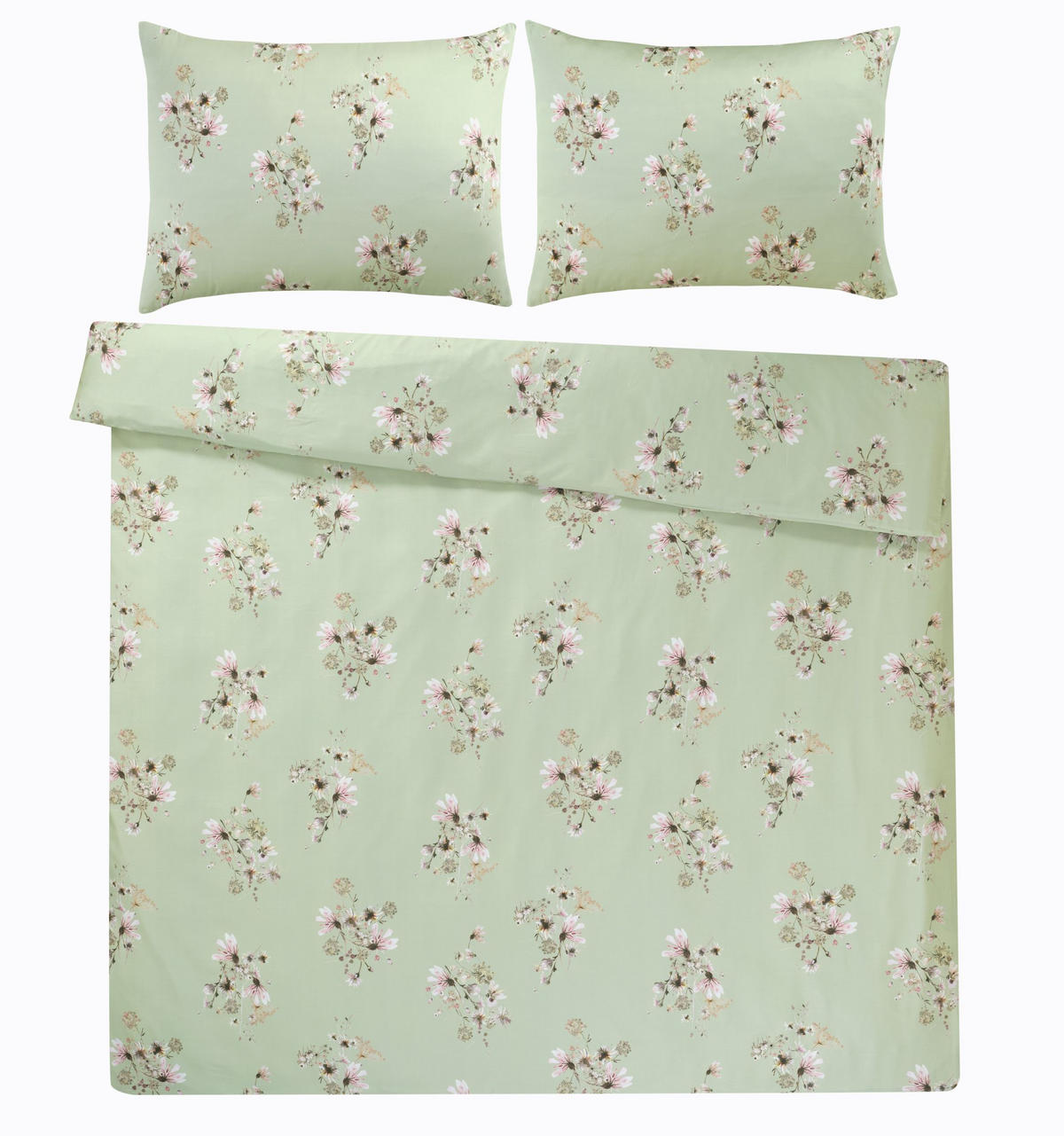 BETTWÄSCHESET Satin 200/210 cm  65 cm/100 cm  - Mintgrün, Basics, Textil (200/210cm) - Ambiente