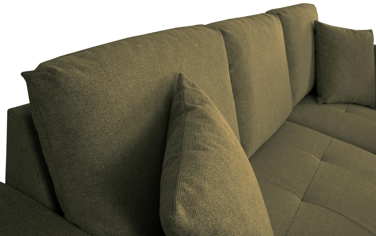ECKSOFA LUKAS Olivgrün Struktur Zierkissen, Bettkasten  - Olivgrün, Trend, Textil (239/158cm) - P & B