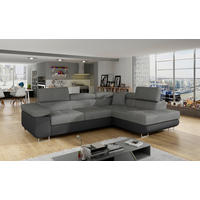 ECKSOFA Grau, Schwarz Textilgeflecht  - Chromfarben/Schwarz, Design, Textil/Metall (272/203cm) - MID.YOU