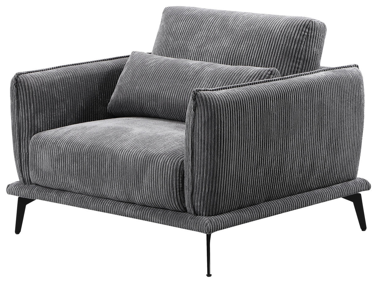 SESSEL Cord Grau    - Schwarz/Grau, Design, Textil/Metall (105/81/89cm) - Livetastic