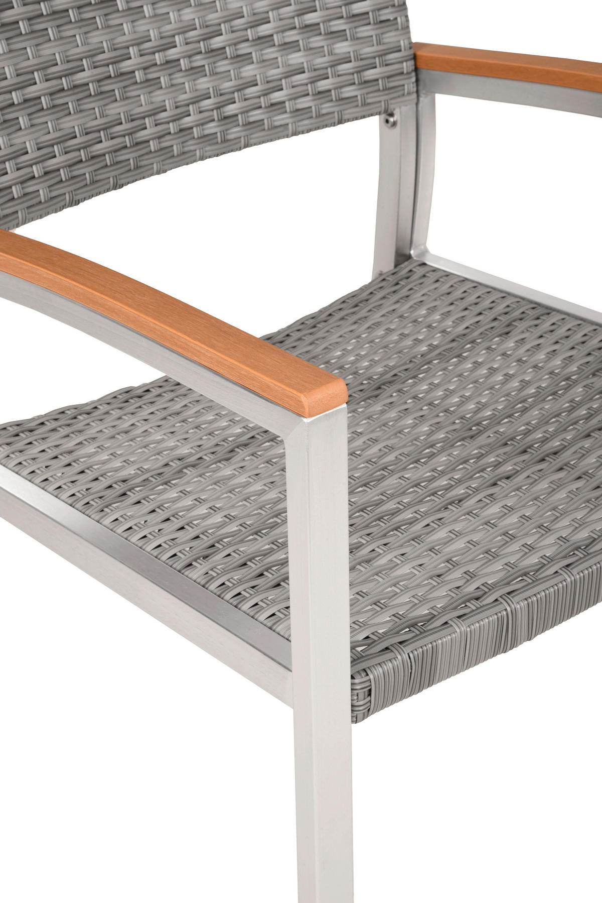 GARTENSTUHL-SET Aluminium Braun, Silberfarben, Hellgrau  - Silberfarben/Hellgrau, MODERN, Kunststoff/Metall (60/84/55cm) - Gardenson
