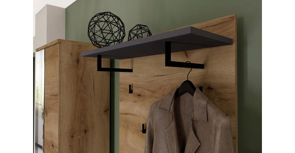 GARDEROBE  in 245/192/38 cm  - Eichefarben/Graphitfarben, KONVENTIONELL, Glas/Holzwerkstoff (245/192/38cm) - Xora