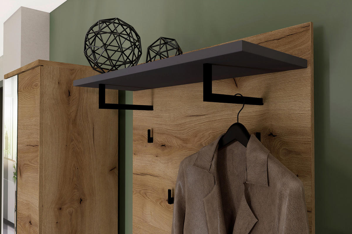 GARDEROBE  in 245/192/38 cm  - Eichefarben/Graphitfarben, KONVENTIONELL, Glas/Holzwerkstoff (245/192/38cm) - Xora