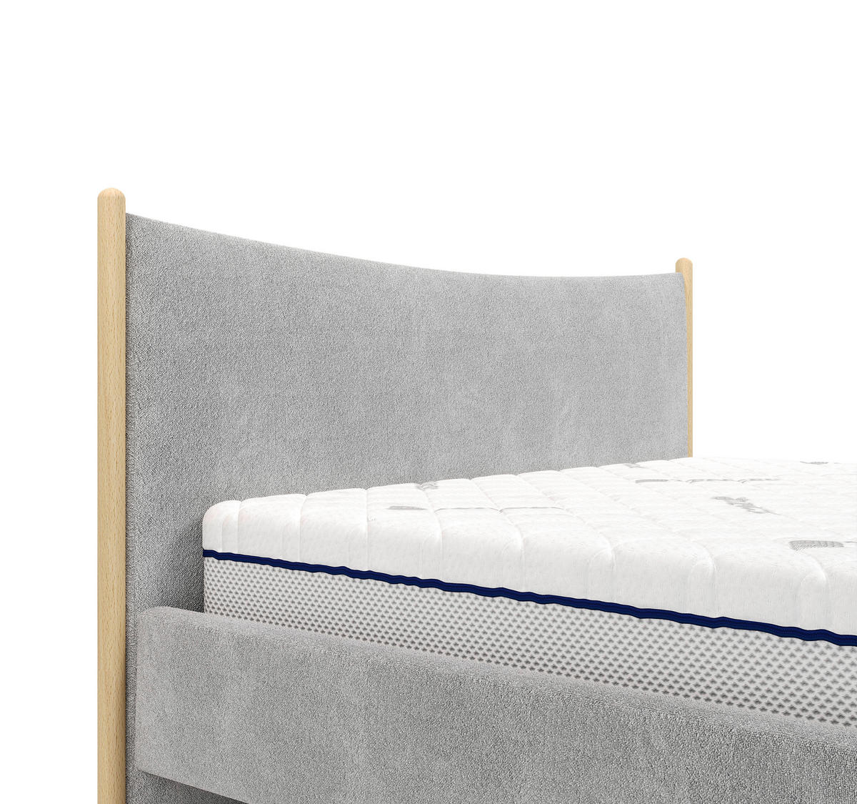 POLSTERBETT 180/200 cm,  in Grau, gepolstertes Kopfteil, Lattenrost, Bettkasten,  - Buchefarben/Grau, MODERN, Holz/Holzwerkstoff (180/200cm) - MID.YOU