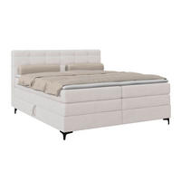 BOXSPRINGBETT 180/200 cm,  in Champagner, H3 = fest  - Champagner/Schwarz, KONVENTIONELL, Kunststoff/Textil (180/200cm)