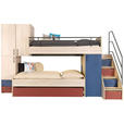 JUGENDZIMMER - Blau/Rot, Design, Holzwerkstoff (348/210/123cm) - Novel