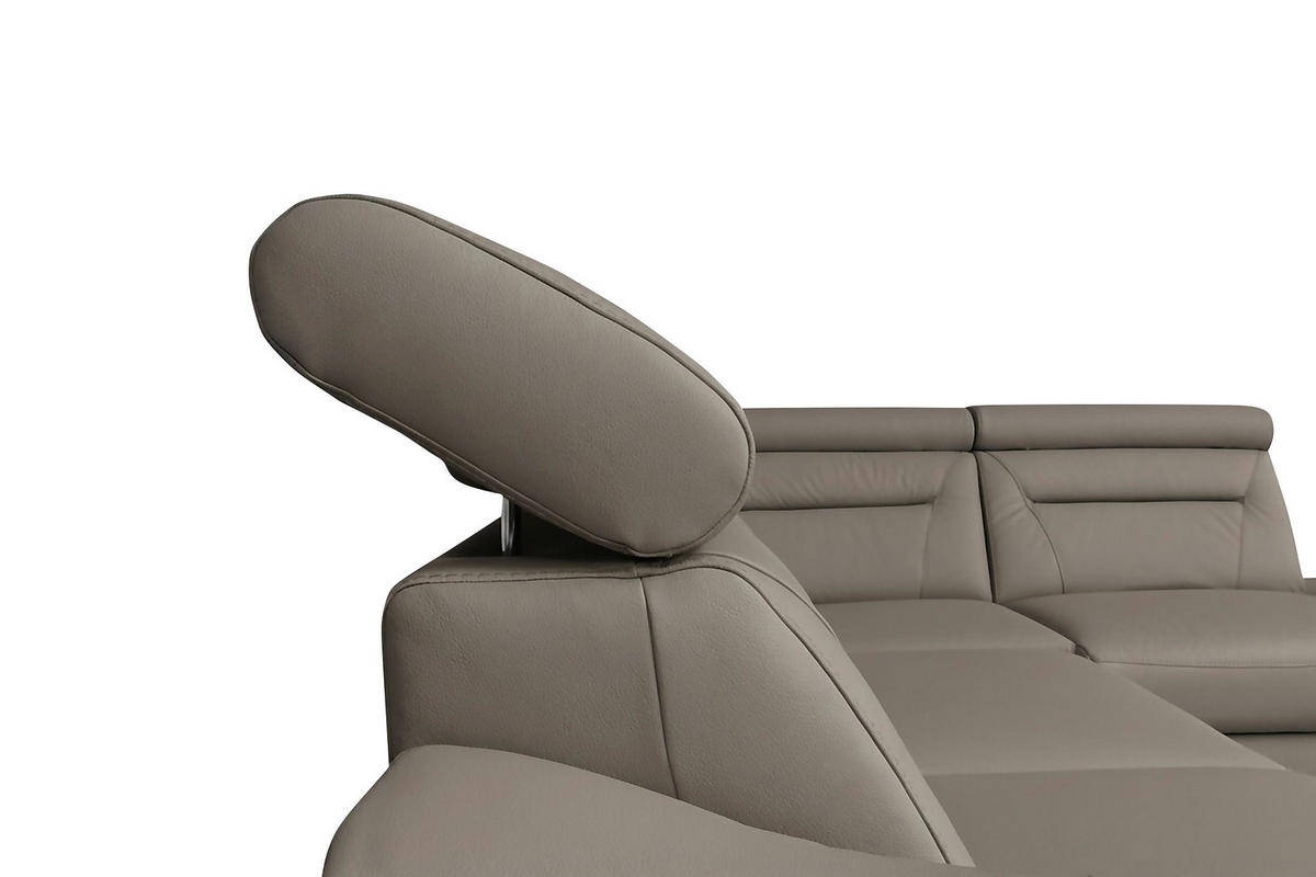 ECKSOFA  in Lederlook Echtleder Schlammfarben  - Wengefarben/Schlammfarben, Design, Leder/Holz (212/260cm) - Celina Home