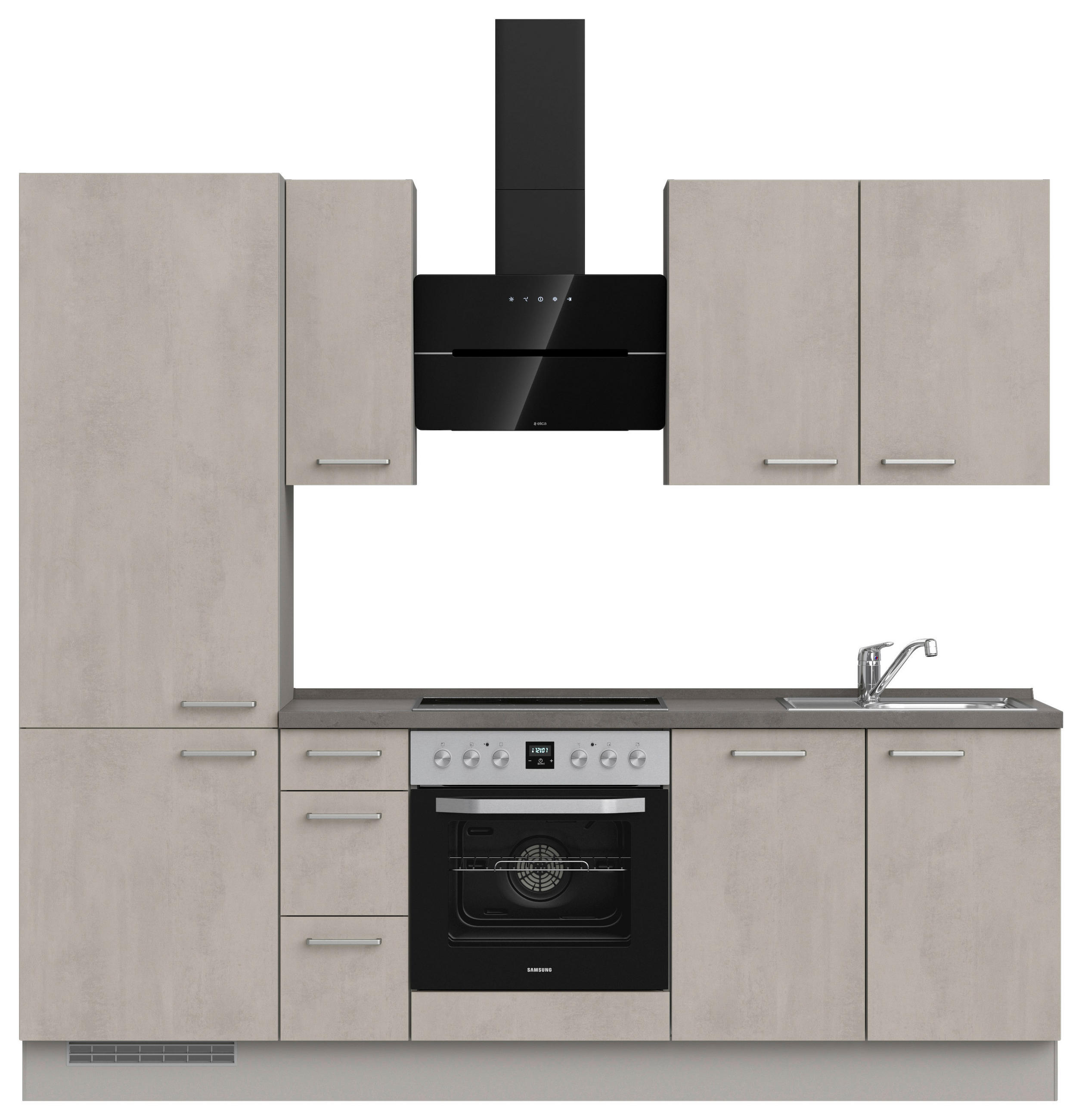 KÜCHENLEERBLOCK 240 cm   in Grau, Schieferfarben, Hellgrau  - Schieferfarben/Edelstahlfarben, MODERN, Holzwerkstoff/Metall (240cm) - Nobilia