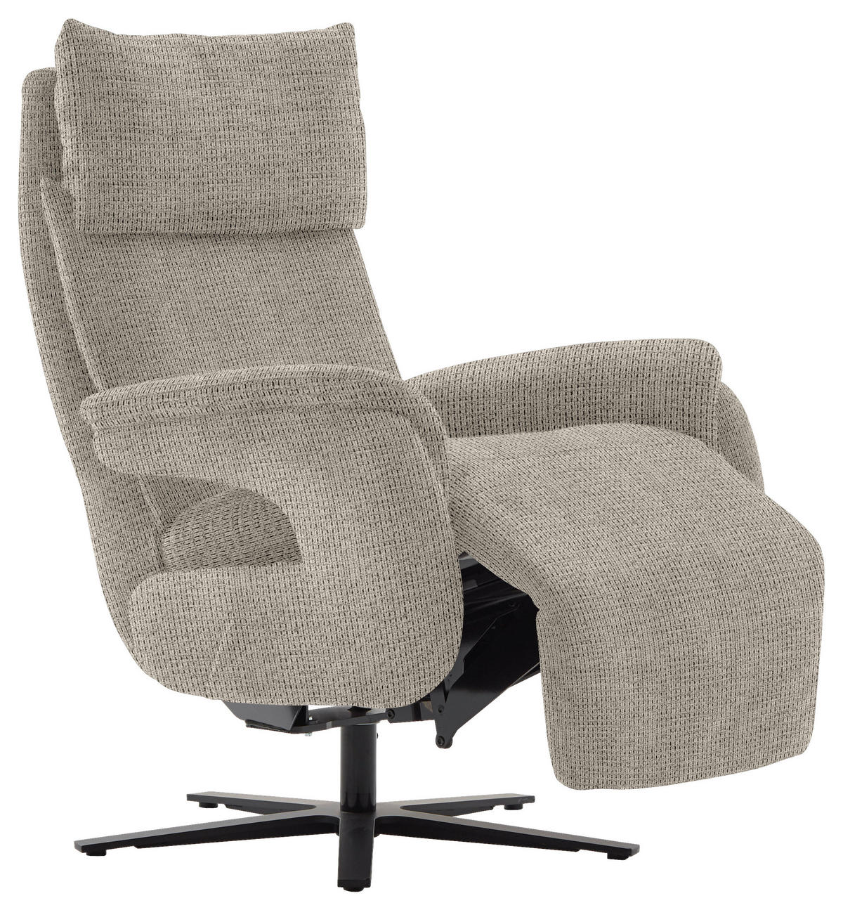 FERNSEHSESSEL in Struktur Hellgrau  - Hellgrau/Schwarz, Modern, Textil/Metall (73/113-117/85cm) - Cantus