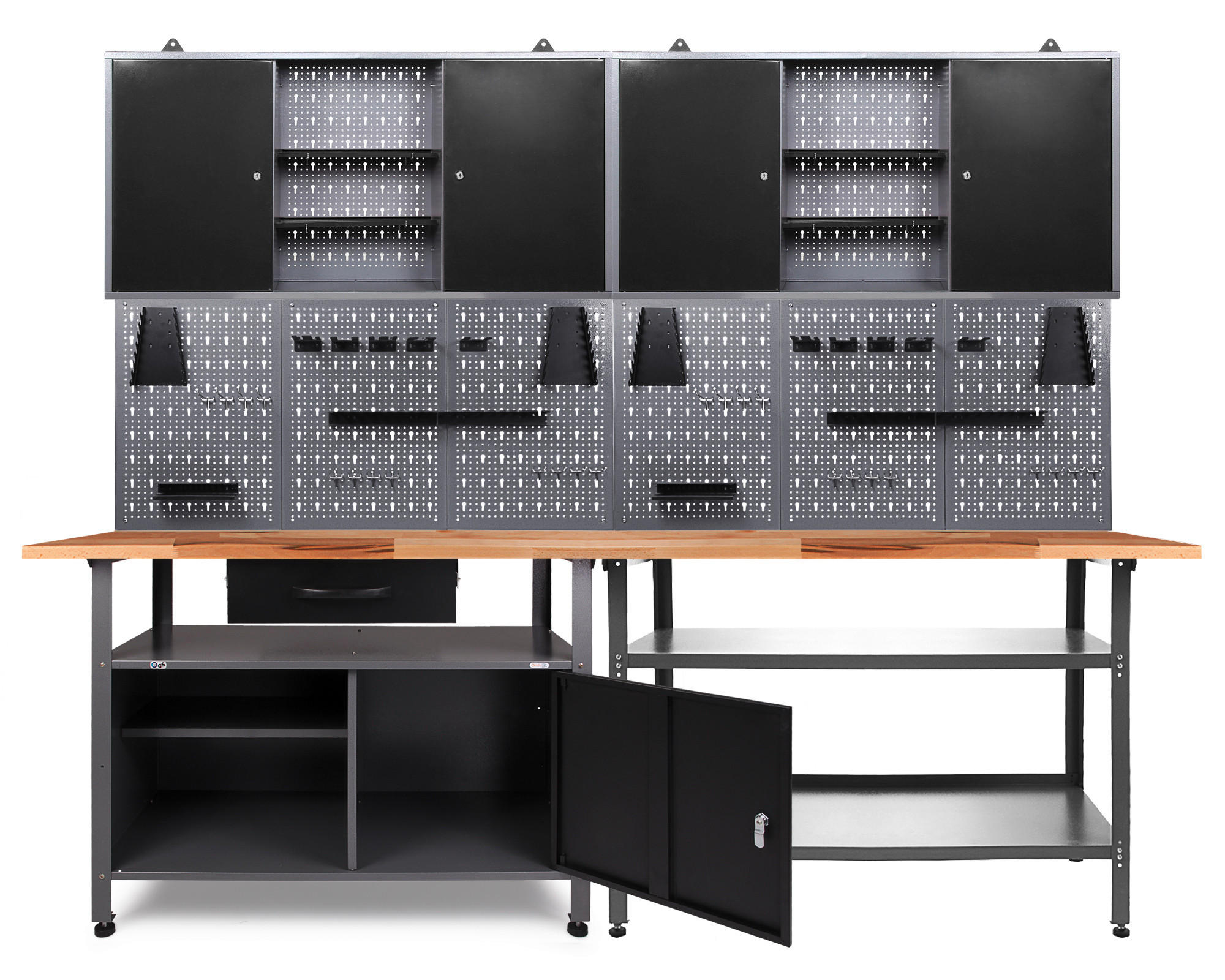 Werkbank-set Nobbi+klaus Echtholz/stahl B: 240 Cm