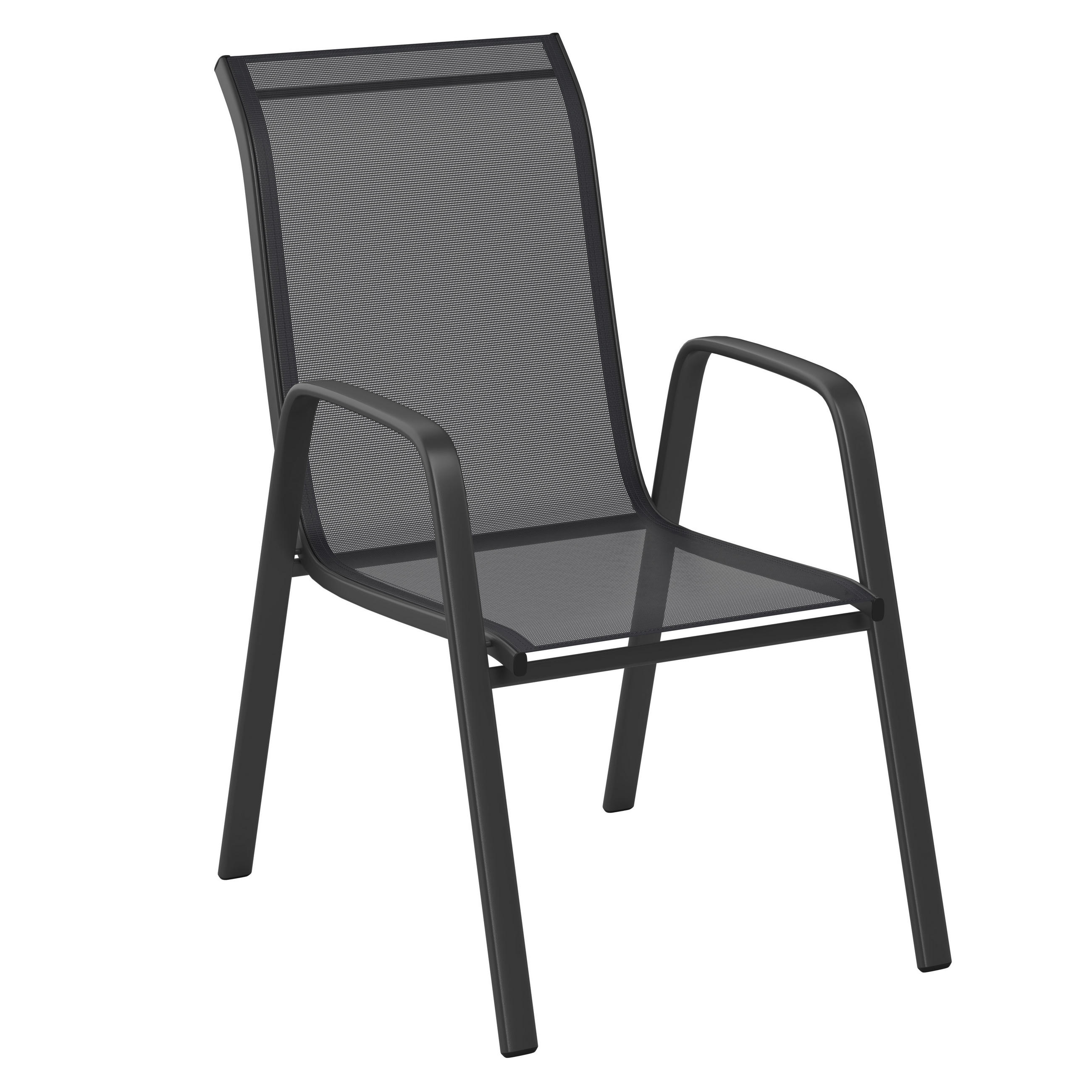 STAPELSTUHL Stahl Anthrazit, Schwarz  - Anthrazit/Schwarz, KONVENTIONELL, Kunststoff/Textil (54/93/74cm) - Ambia Garden