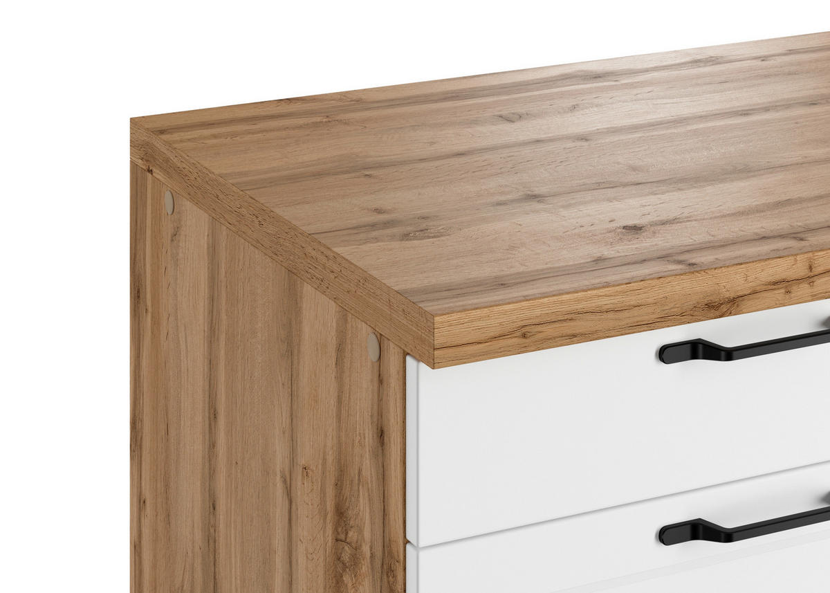 ECKKÜCHE 240/240 cm  in Weiß, Eiche Wotan  - Eiche Wotan/Schwarz, LIFESTYLE, Holzwerkstoff/Metall (240/240cm) - Held