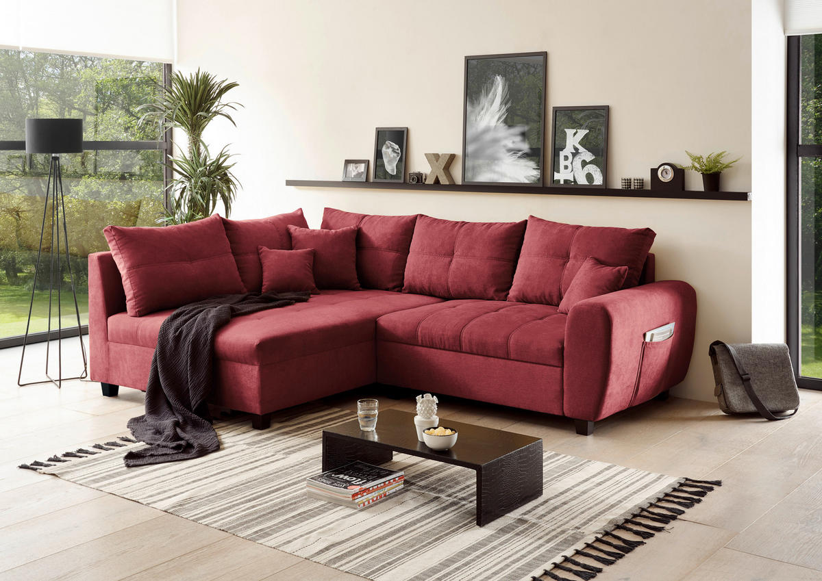 HÖRNSOFFA i mikrovelour bär  - bär/svart, Basics, trämaterial/textil (176/248cm) - MID.YOU