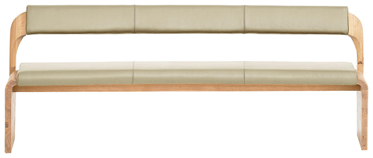 SITZBANK 207/84/70 cm  in Creme, Eichefarben  - Eichefarben/Creme, Natur, Leder/Holz (207/84/70cm) - Voglauer