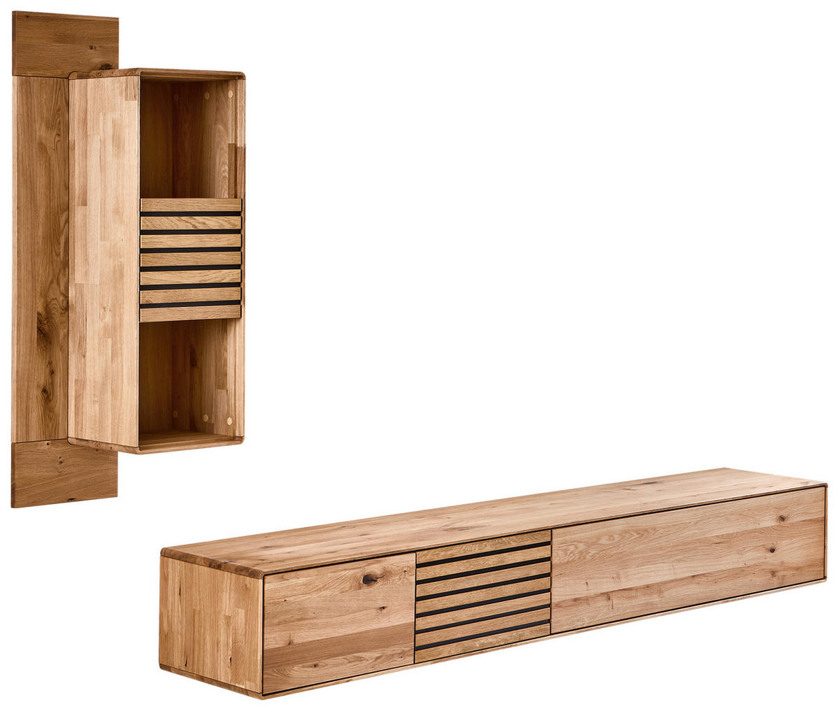 WOHNWAND 2-teilig  in Wildeiche  220/160/40 cm  - Wildeiche, Design, Holz (220/160/40cm) - Cantus