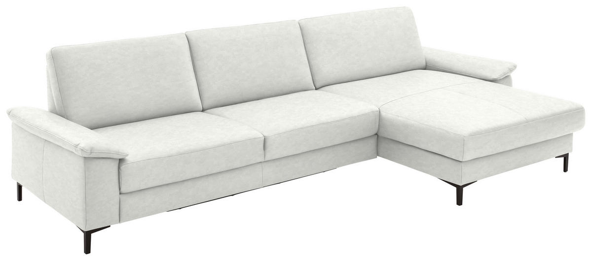 ECKSOFA in Echtleder Weiss  - Weiss/Schwarz, Design, Leder/Metall (334/176cm) - Dieter Knoll