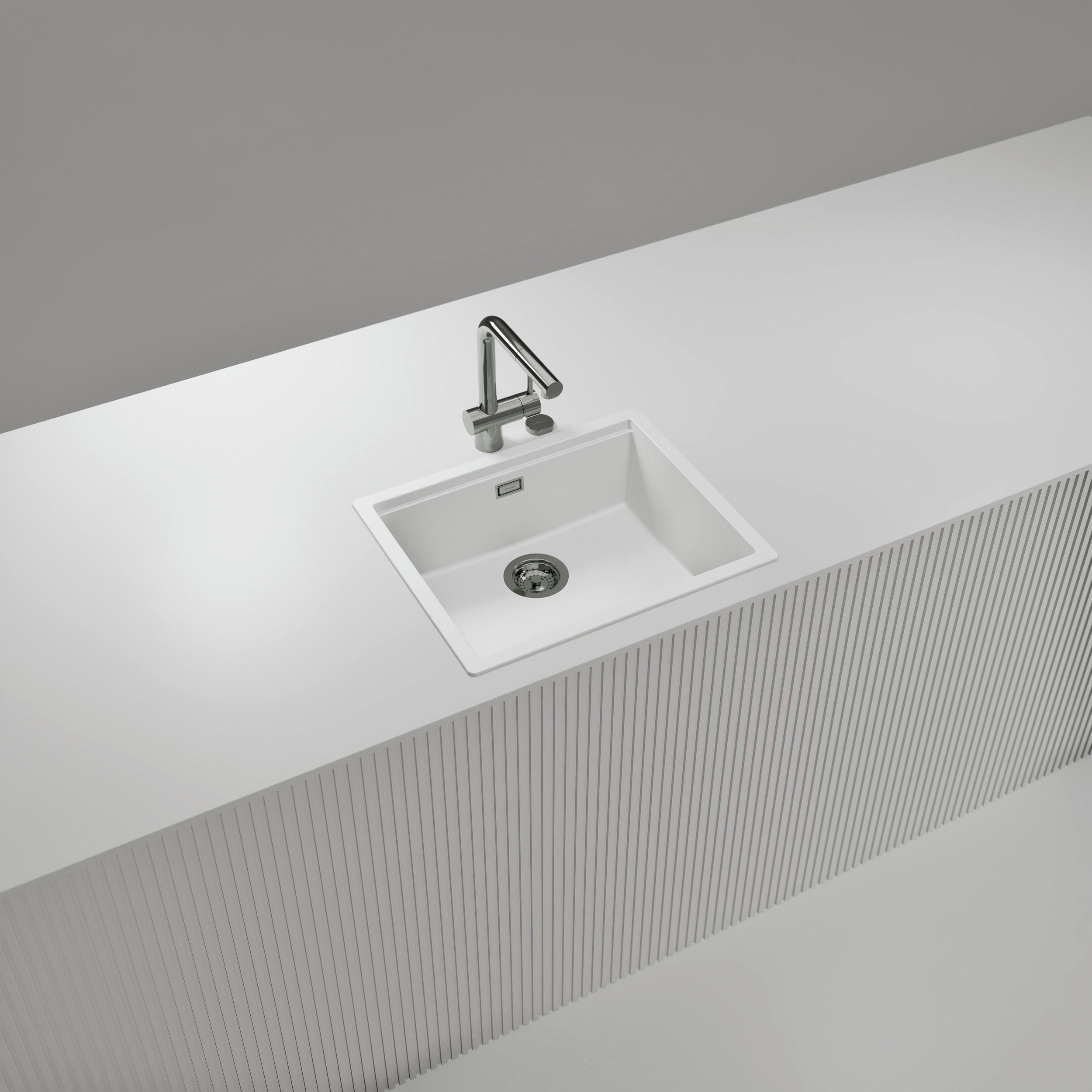 SPÜLE KIRN100LADAY  - Weiß, Basics, Stein (55,6/28,9/45,6cm) - Schock