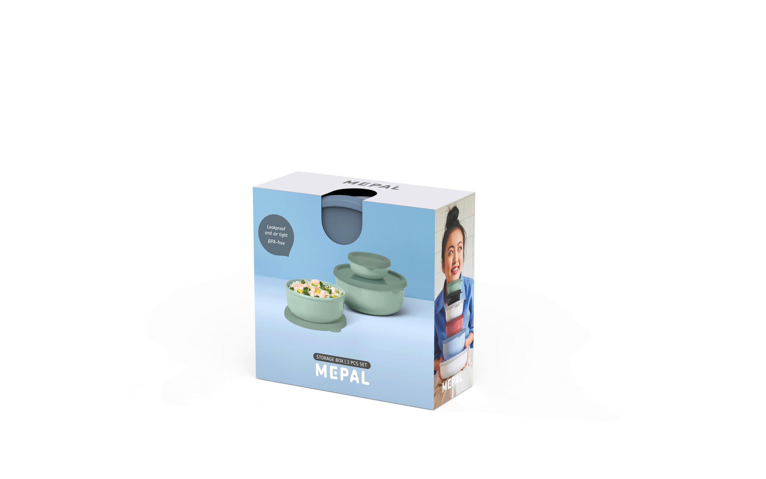 VORRATSDOSENSET 3-teilig  - Pastellblau/Hellblau, KONVENTIONELL, Kunststoff (19,6/19,4/8,3cm) - Mepal