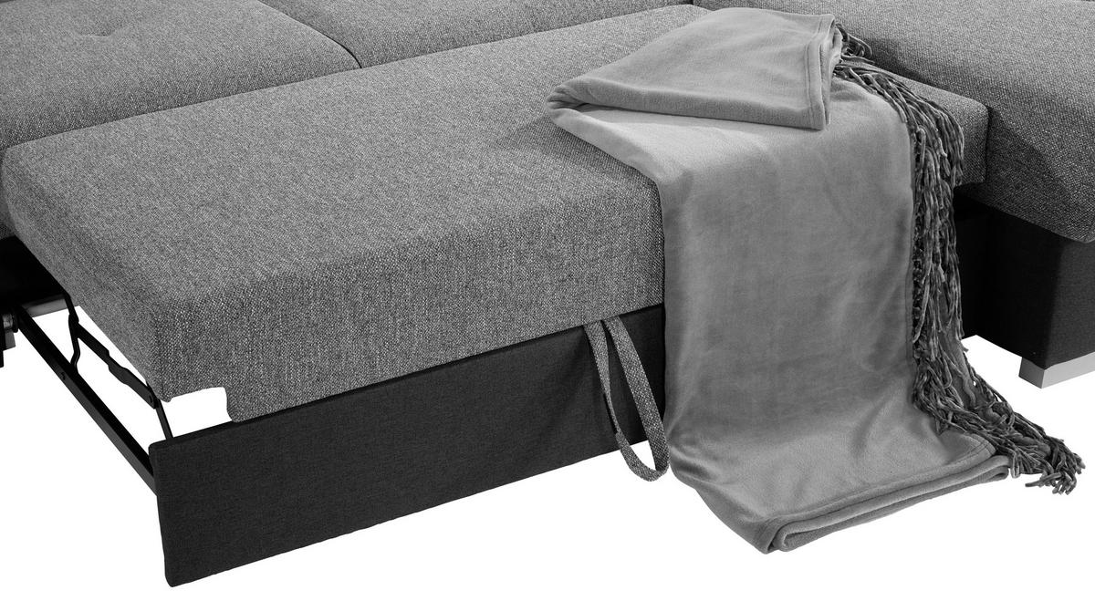 ECKSOFA in Webstoff Grau, Dunkelgrau  - Dunkelgrau/Silberfarben, Konventionell, Holz/Textil (286/203cm) - Livetastic