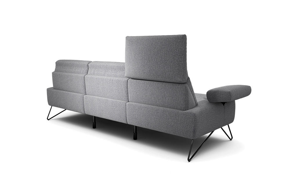 Thumbnail - Sensoo 3-Sitzer-Sofa Cosy, Anthrazit, Textil, 234-264x85x86-94 cm, Stoffauswahl, Armteil links, rechts, Wohnzimmer, Sofa...