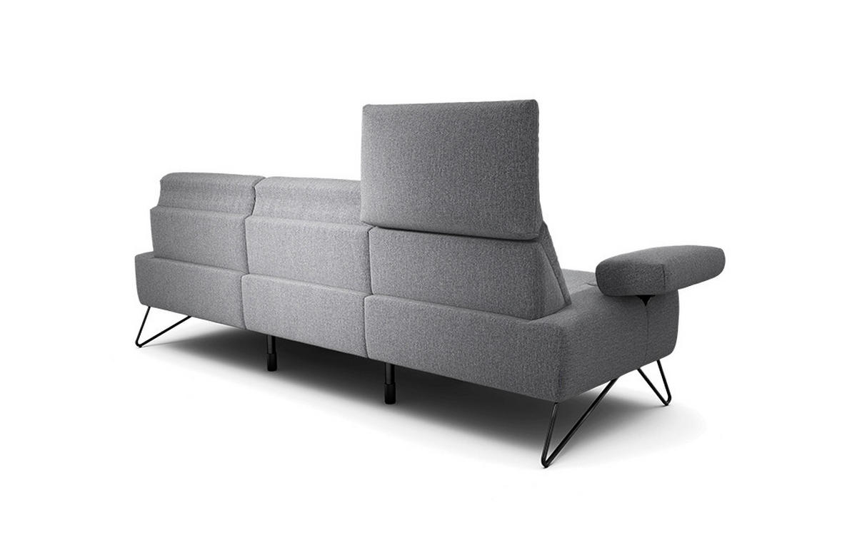 3-SITZER-SOFA in Chenille Anthrazit  - Anthrazit/Schwarz, Design, Textil/Metall (234-264/85/86-94cm) - SENSOO