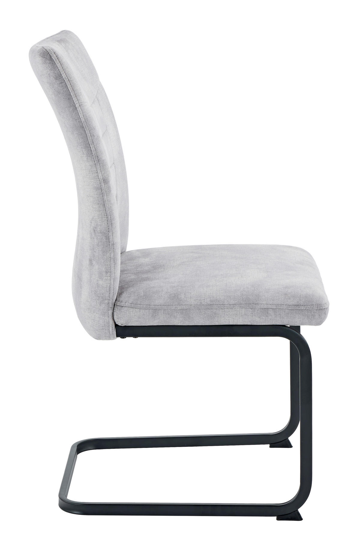 SCHWINGSTUHL-SET 4 Stück erweiterbar Samt, Mikrofaser  - Silberfarben/Schwarz, MODERN, Textil/Metall (49/98/61cm) - MID.YOU